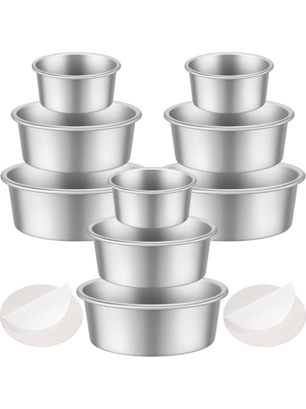 Non-Stick Aluminum Round Cake Pan Set - 9 Pcs, 6, 8, 10 Inch Baking Essentials